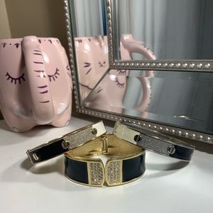 Gold, Silver, and White Bracelets